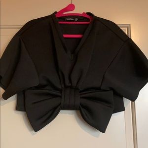 Cropped exaggerated bow scuba top